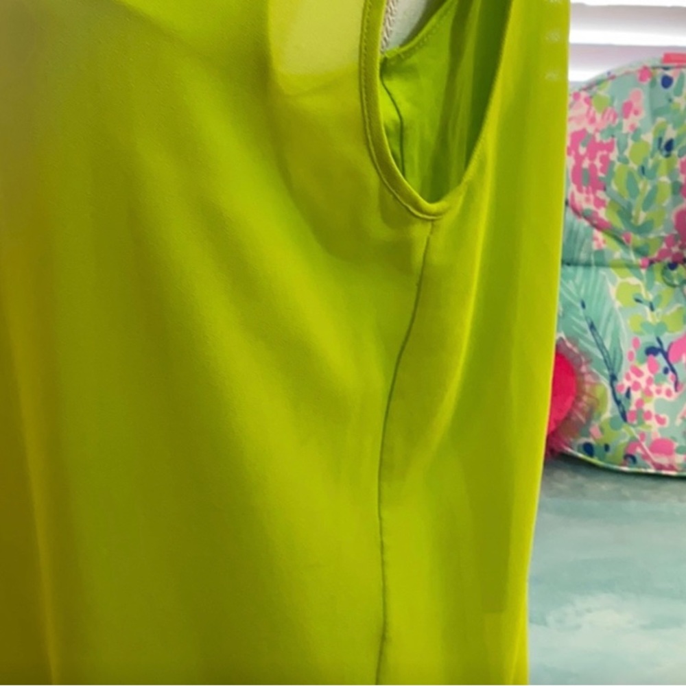GS Michael Kors Bright Green Sleeveless Summer light weight Top Shirt Tunic Lg - Picture 8 of 13